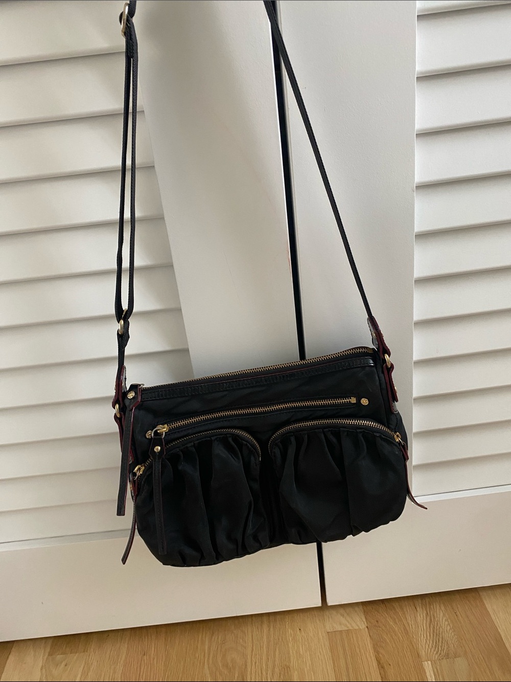 MZ Wallace Black Crossbody Bag with Gathered Front Pockets